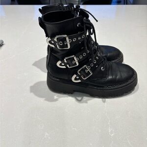 Black Buckle Combat Boots